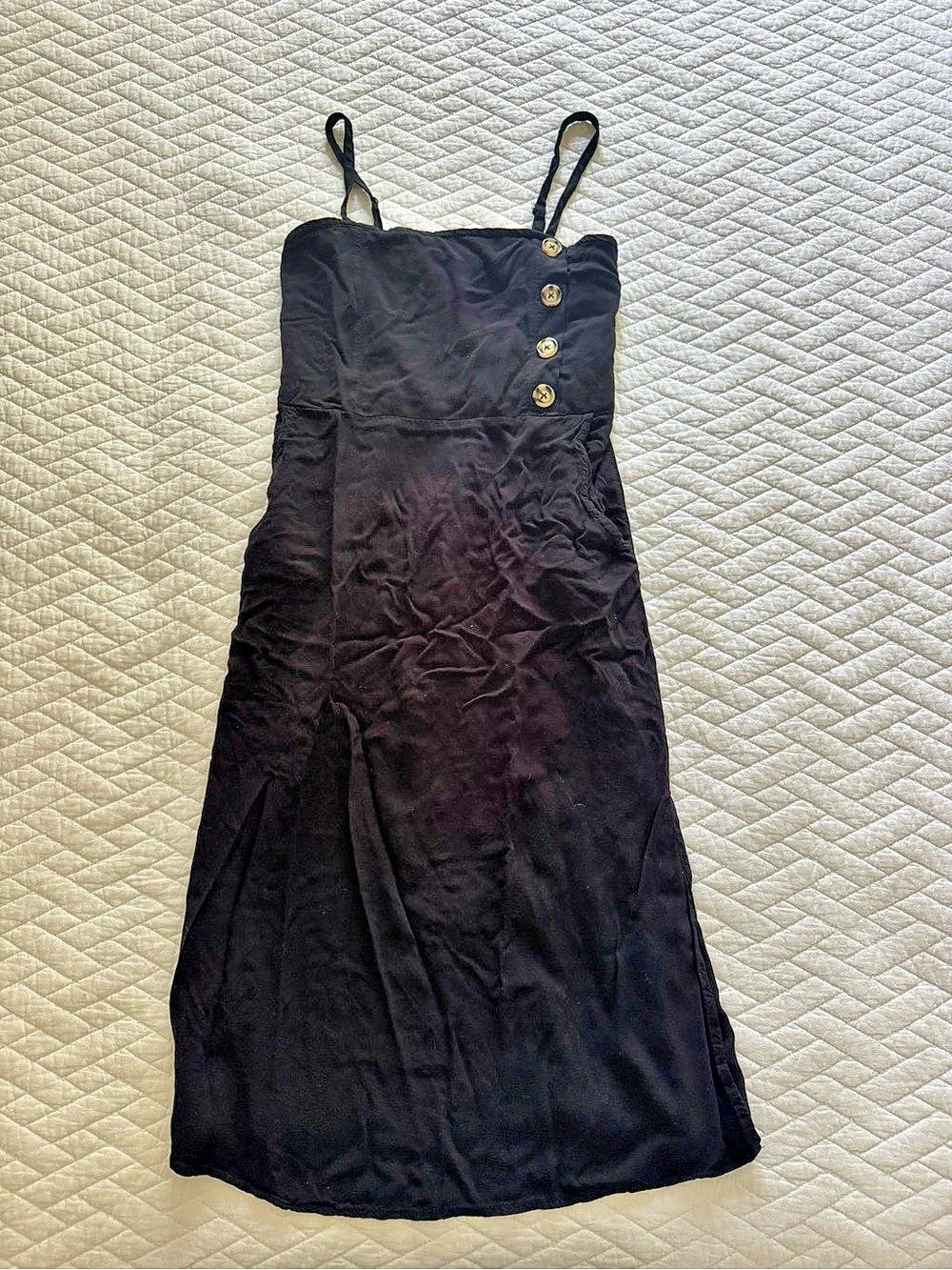 Xhilaration Black Button Detail Midi Dress